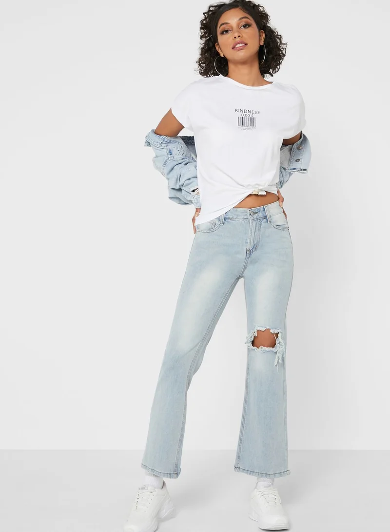 Ginger Slit Knee Boyfriend Jeans