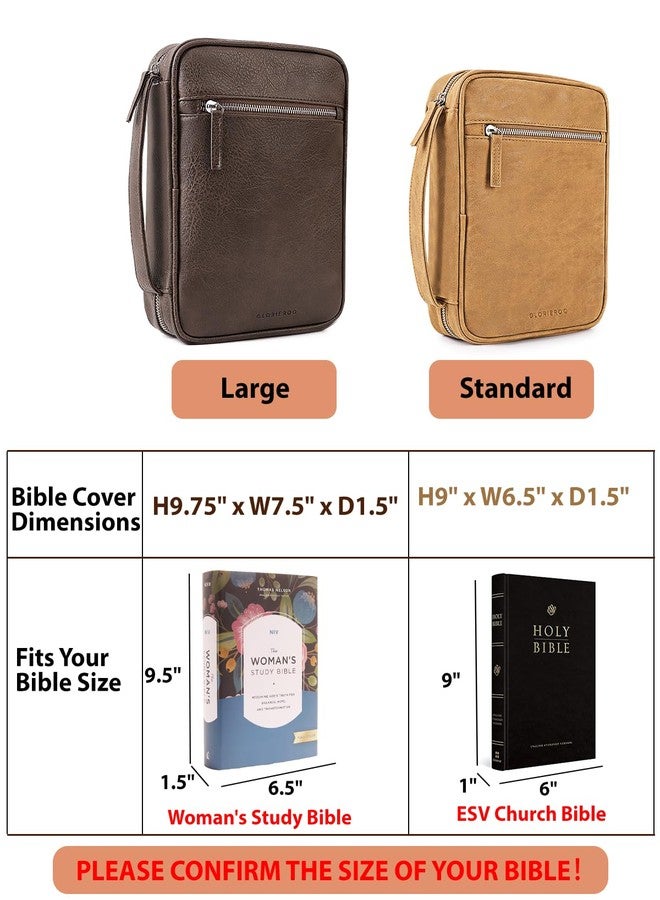 GLORIEROO Bible Cover - Bible Case with Durable Handle, Men's Carrying Book Case Church Bag Bible, Fits Bibles up to 9.75" x 7.5", Protective with Zippered Pocket, Ideal for Father's Gift, Christian Gift - Image 3