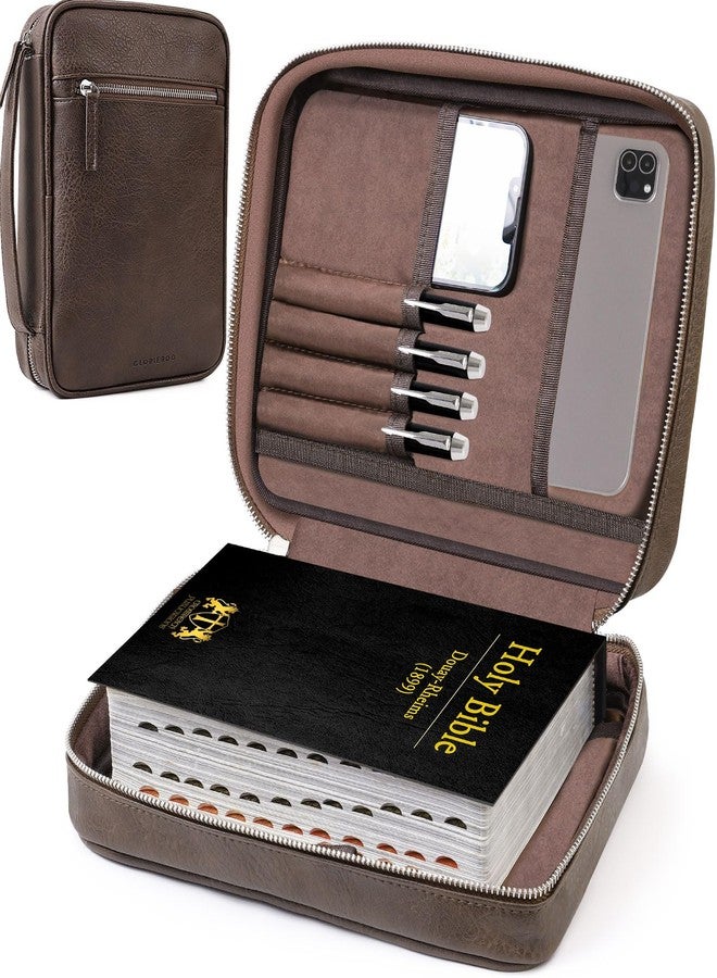 GLORIEROO Bible Cover - Bible Case with Durable Handle, Men's Carrying Book Case Church Bag Bible, Fits Bibles up to 9.75" x 7.5", Protective with Zippered Pocket, Ideal for Father's Gift, Christian Gift - Image 1
