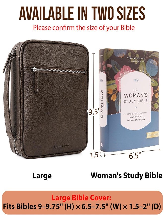GLORIEROO Bible Cover - Bible Case with Durable Handle, Men's Carrying Book Case Church Bag Bible, Fits Bibles up to 9.75" x 7.5", Protective with Zippered Pocket, Ideal for Father's Gift, Christian Gift - Image 2