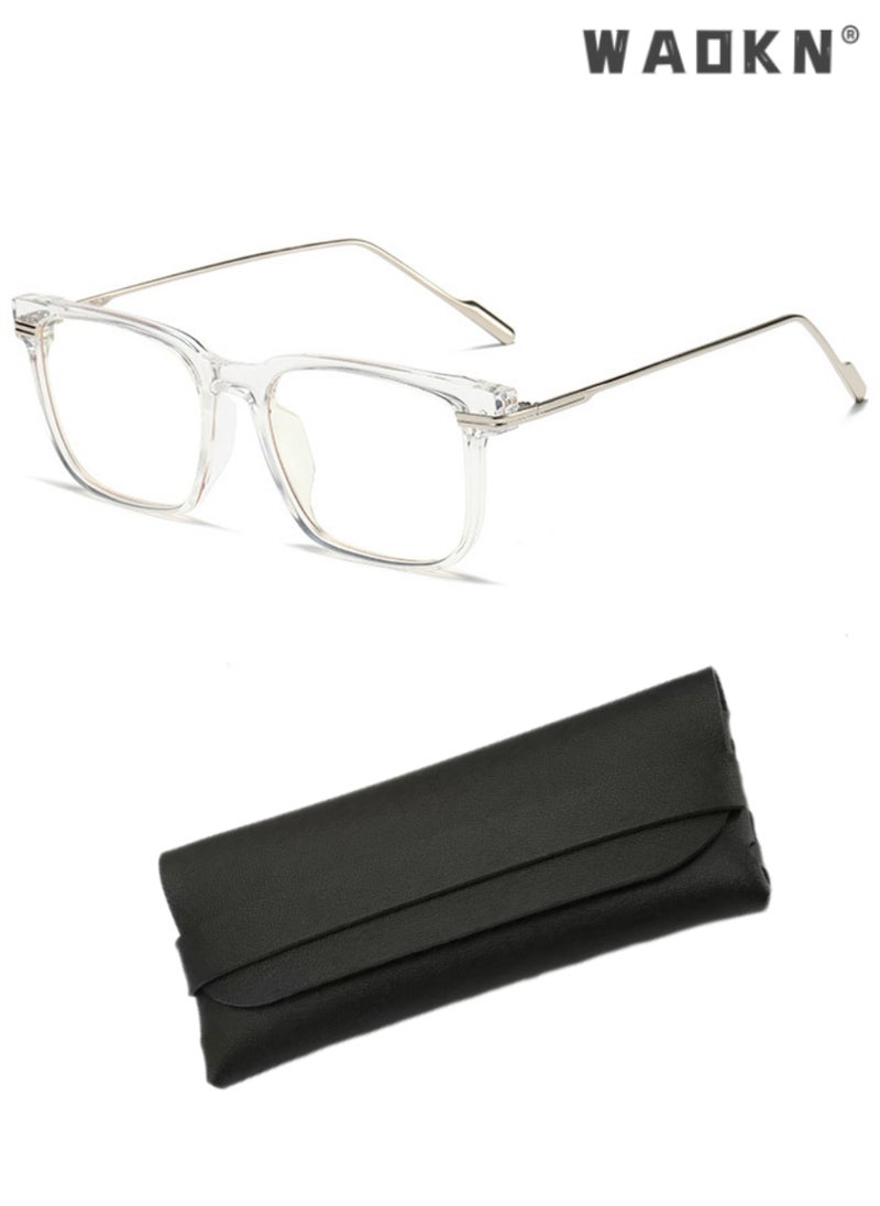 WAOKN Blue Light Blocking Glasses Computer Reading Gaming TV Phones Eyeglasses Fashion Anti Eyestrain UV Eyewear for Women Men,Transparent Lenses Eyeglass Suitable for Computer & Gaming  - Image 1