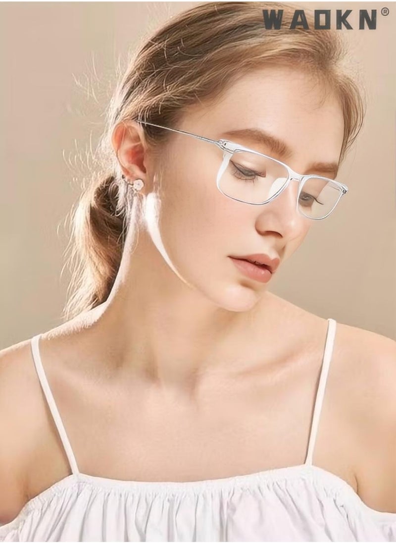 WAOKN Blue Light Blocking Glasses Computer Reading Gaming TV Phones Eyeglasses Fashion Anti Eyestrain UV Eyewear for Women Men,Transparent Lenses Eyeglass Suitable for Computer & Gaming  - Image 3