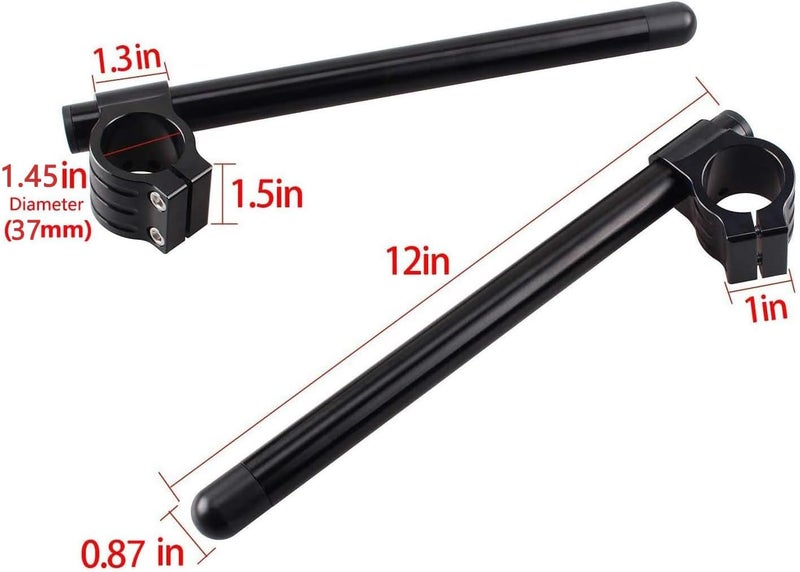venveal Heart Horse 7/8" Motorcycle CNC Aluminum Fork Tube Clip-on Handlebar - 37MM Black - Image 2