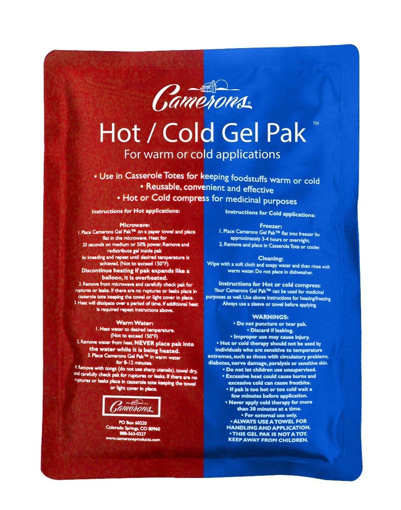 Camerons Hot or Cold Gel Pack Set of 2 XL Ice Heating Packs 8x11 Large Reusable Paks Keep Temp Use in Casserole Carrier Lunch Box for Food Use as Warm Cold Compress Physical Therapy