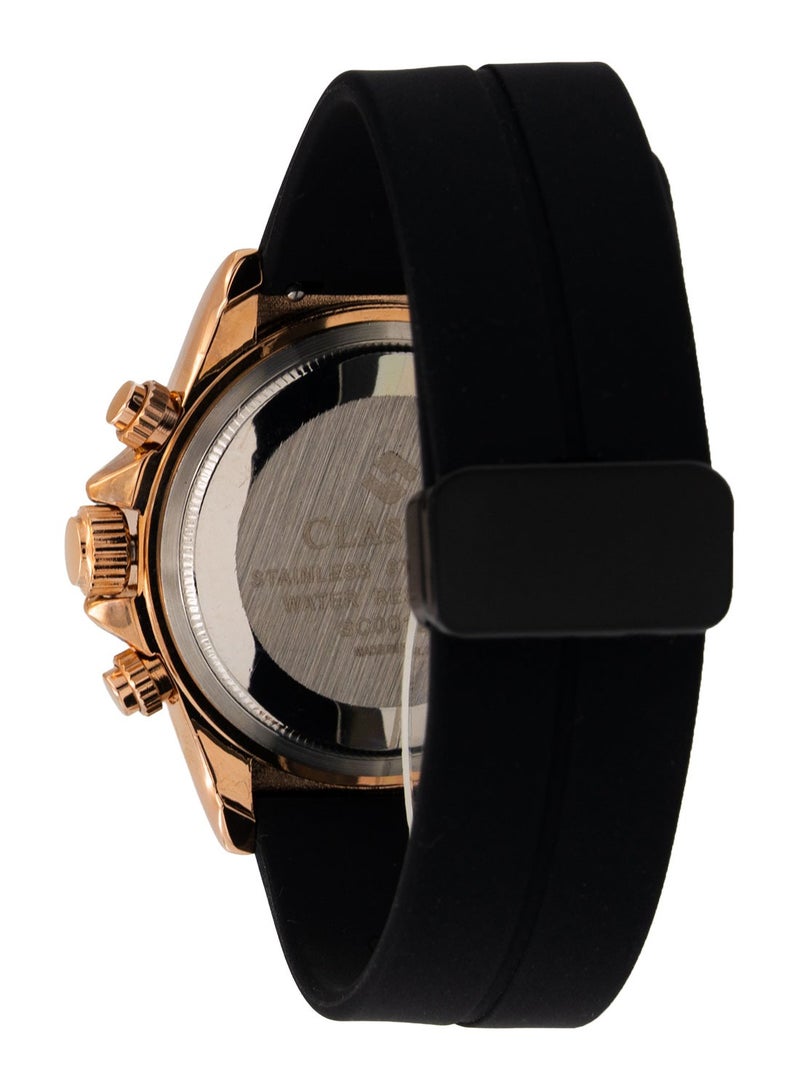 Clasico ساعة كرونوغراف للرجال - علبة فاخرة، إطار جريء وحزام سيليكون | كوارتز ياباني فاخر | تصميم رياضي وفاخر مقاوم للماء - Image 3