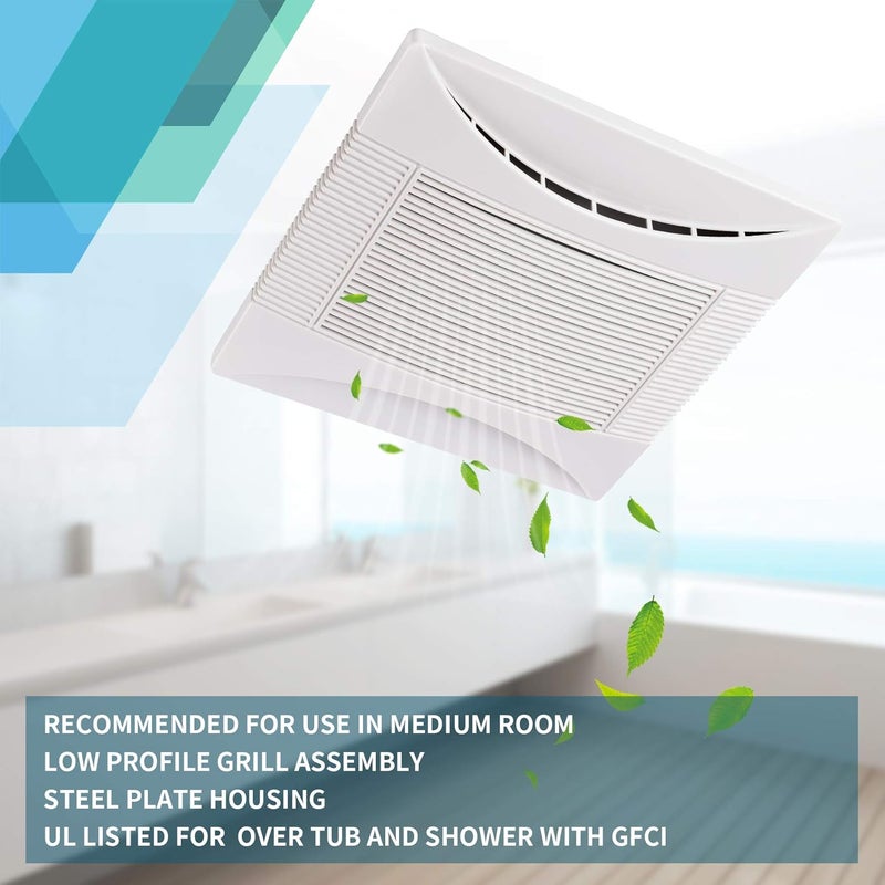 Tech Drive Super-Quiet 70 CFM, 0.3 Sone Bathroom Ventilation and Exhaust Fan (70CFM) - Image 4