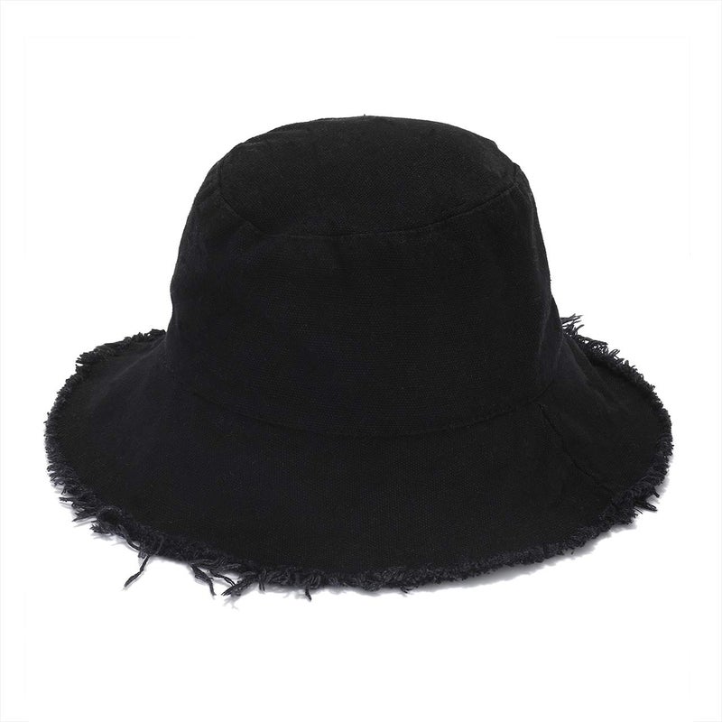 boderier Sun Hats for Women Wide Brim Summer Flap Cover Cap Beach Vacation Travel Accessories (Black) - Image 2