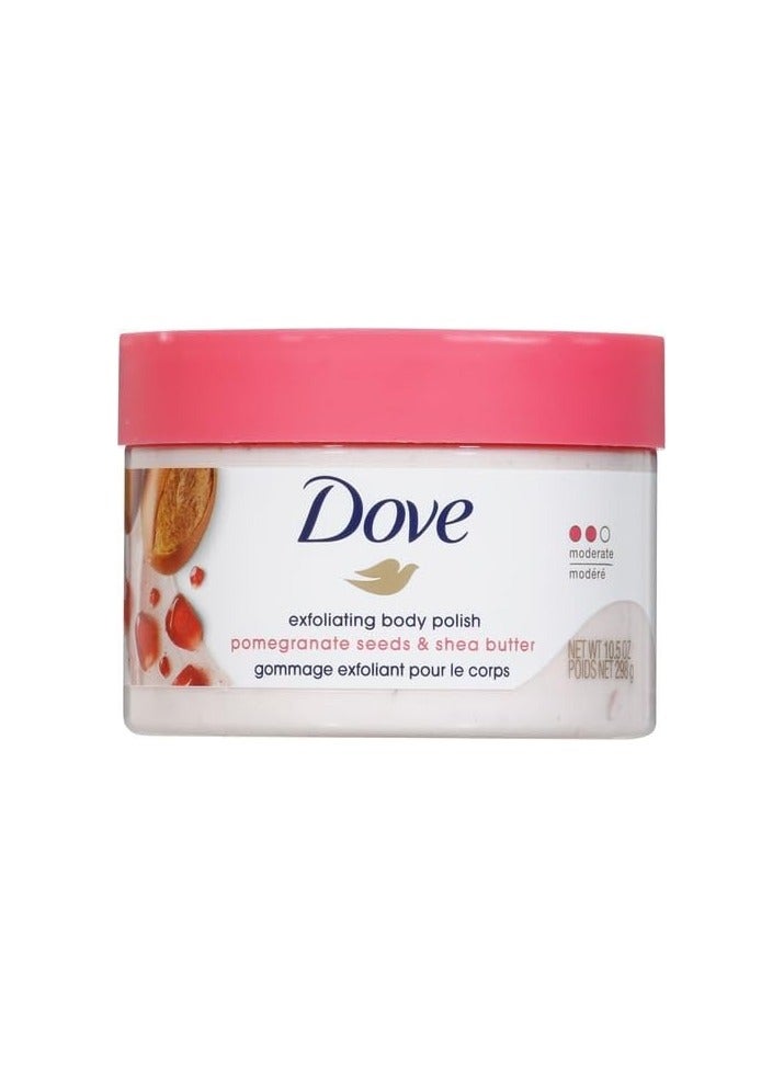 Dove Body Polish Exfoliating Scrub, Moisturizing Shea Butter and Pomegranate Seeds | Nourishes & Conditions Soft Skin | Sulphate Free, 298gm - Image 2