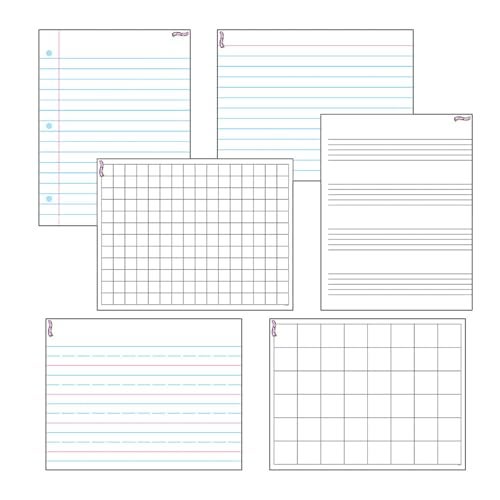 Trend Enterprises TREND Papers & Grids Wipe-Off Charts Chart, Classroom Decor, 17" x 22", Set of 6 - Image 1