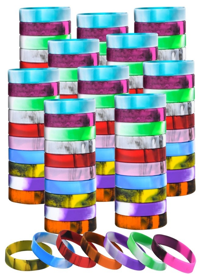 CYCLUSIVE 100 Pieces Silicone Wristbands Solid Blank Bracelets Sports Colored Rubber Bracelets Adult Sports Party Gifts (Rich colors) - Image 1