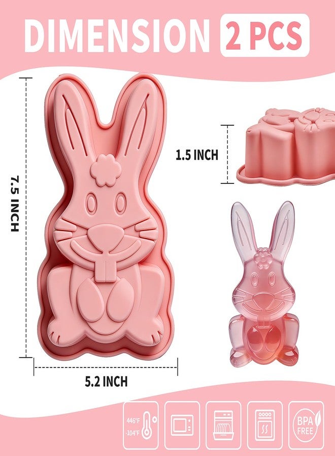 Dootafy Easter Bunny Molds 2 Pack Bunny Cake Pan Rabbit Cake Mold Silicone Cute Cake Molds Jumbo Bunny Breakable Chocolate Gummy Mold for Baking Easter Day Party Cake Dessert Giant Gummy - Pink&Blue - Image 5