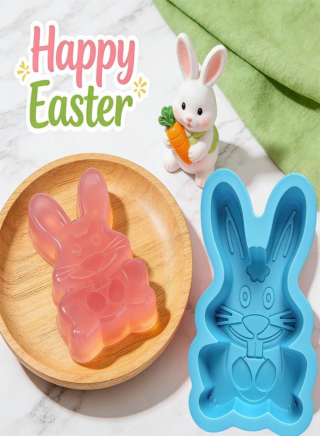 Dootafy Easter Bunny Molds 2 Pack Bunny Cake Pan Rabbit Cake Mold Silicone Cute Cake Molds Jumbo Bunny Breakable Chocolate Gummy Mold for Baking Easter Day Party Cake Dessert Giant Gummy - Pink&Blue - Image 4