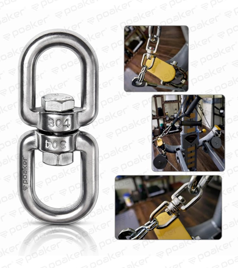 Poaker 304 Stainless Steel Double Ended Swivel Eye Hook - Heavy Duty Double Eye Chain Swivel Shackle for Hanging Plants and Marine Rigging (6MM 1 PCS) - Image 5