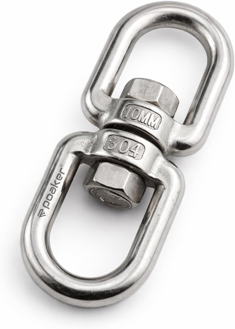 Poaker 304 Stainless Steel Double Ended Swivel Eye Hook - Heavy Duty Double Eye Chain Swivel Shackle for Hanging Plants and Marine Rigging (6MM 1 PCS) - Image 1