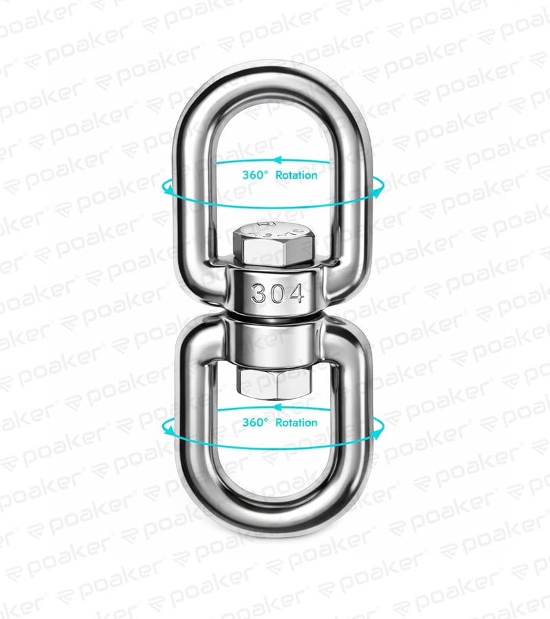 Poaker 304 Stainless Steel Double Ended Swivel Eye Hook - Heavy Duty Double Eye Chain Swivel Shackle for Hanging Plants and Marine Rigging (6MM 1 PCS) - Image 4