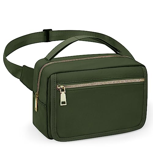 printe Small Diaper Bag with Portable Changing Pad, Crossbody Diaper Pack with Wipes Pocket, Women Waist Bag for Travel Stroller, Olive Green - Image 1