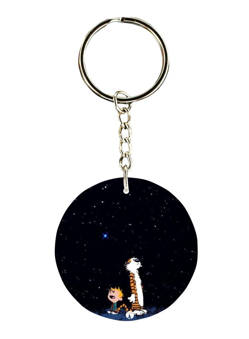 RKN Double Sided Calvin And Hobbes Printed Keychain