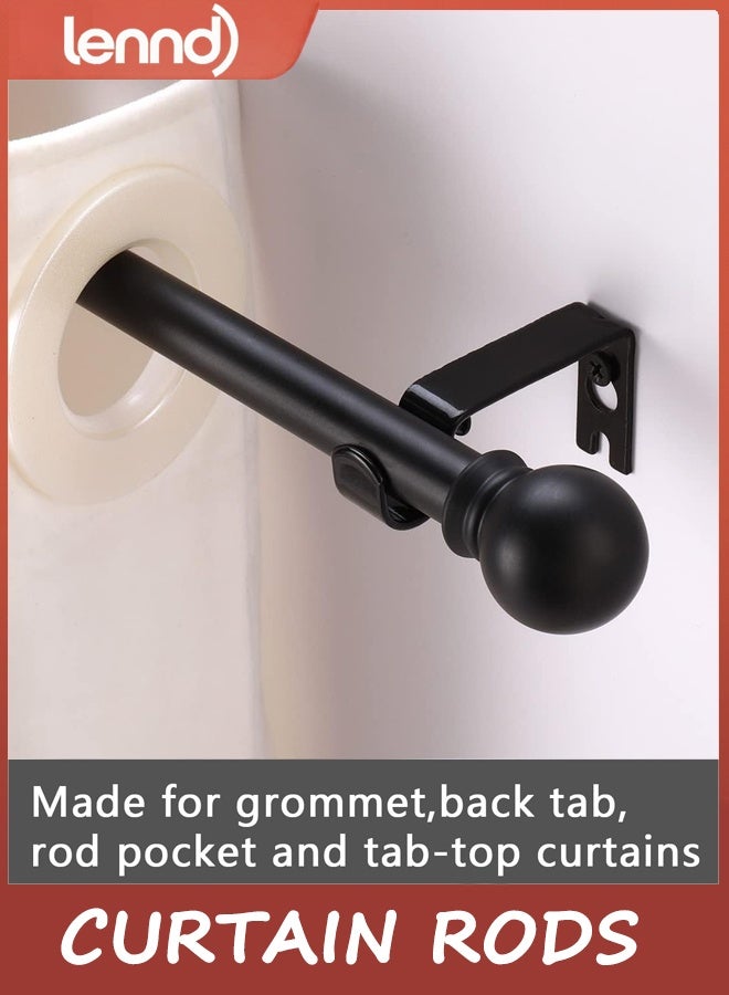 لينند قضبان ستائر للنوافذ بطول 1.82 متر إلى 3.65 متر، طقم قضبان ستائر مزخرفة، قضيب ستارة معدني أسود غير لامع شديد التحمل مع دعامات - Image 3