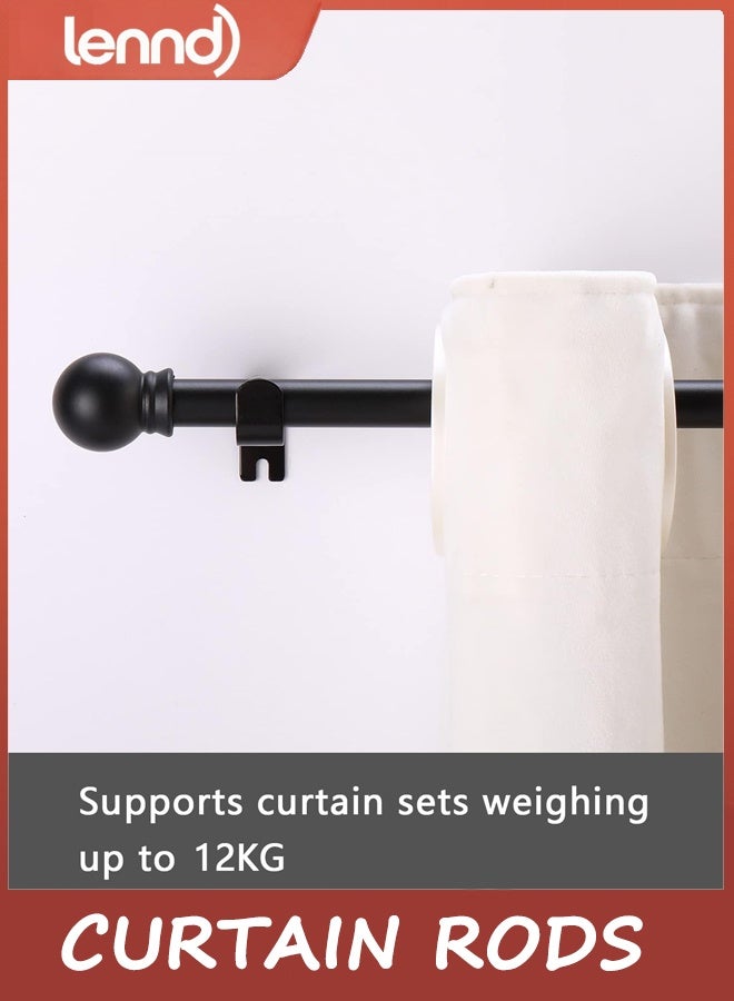 لينند قضبان ستائر للنوافذ بطول 1.82 متر إلى 3.65 متر، طقم قضبان ستائر مزخرفة، قضيب ستارة معدني أسود غير لامع شديد التحمل مع دعامات - Image 2