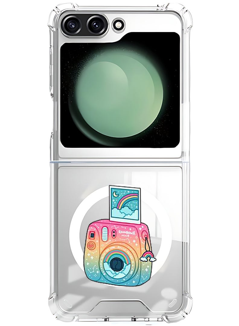 Theodor Magnetic Case for Samsung Galaxy Z Flip 6 Compatible with MagSafe Wireless Charging, Shockproof Phone Bumper Cover Polaroid - Image 1