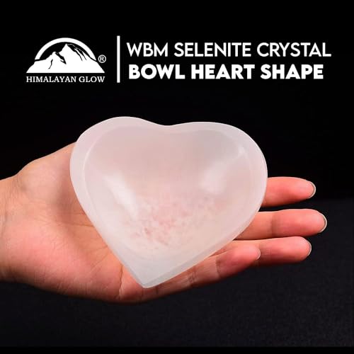Himalayan Glow Natural Selenite Bowl Heart Shape Selenite Crystal - 10 cm for Reiki Healing Meditation & Decoration, Idle for Gift, Home, Office, White - Image 2