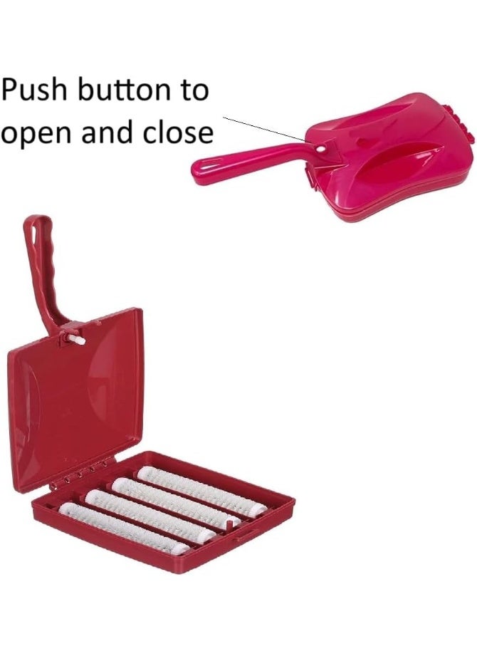 فرشاة تنظيف السجاد المحمولة باليد ذات الأربع بكرات، وخفيفة الوزن، وأداة تنظيف فتات السجاد (قد يختلف اللون) - Image 4