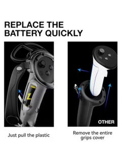 Generic Meta Quest 3 VR Accessory: Extended Handle Controller Grip Cover - Anti-Collision Extension Protector with Adjustable Straps, Easy Battery Replacement - Compatible with Oculus Quest 3 (Black)  - Image 5