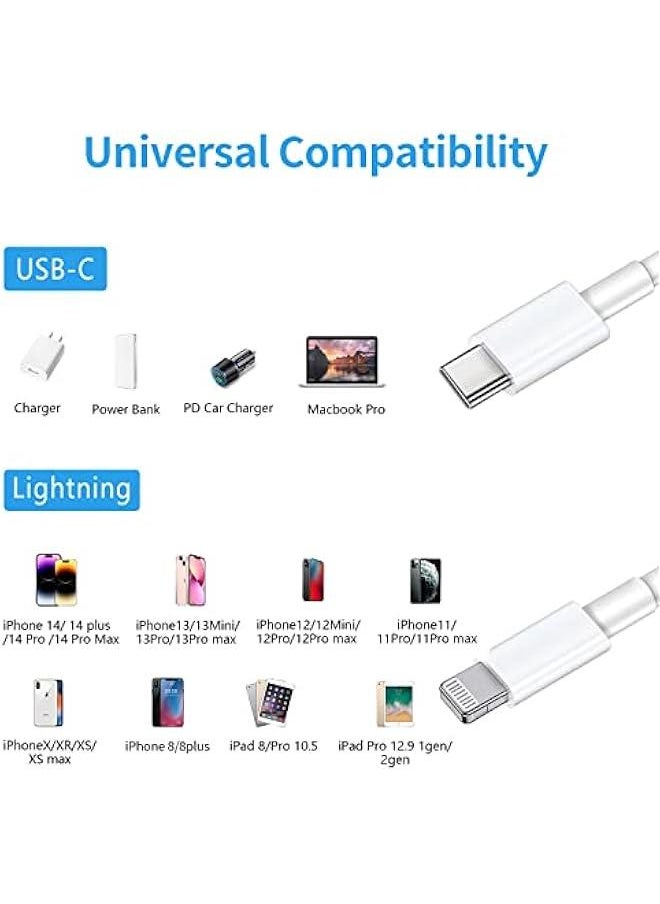 Generic - 【MFi Certified】USB C to Lightning Data Cable 3 Pack 6ft iPhone Fast Charger Data Cable Type C Charging Cable Compatible with iPhone 14 13 13 Pro Max 12 12 Pro Max 11 XS XR X 8 iPad, White - Image 1