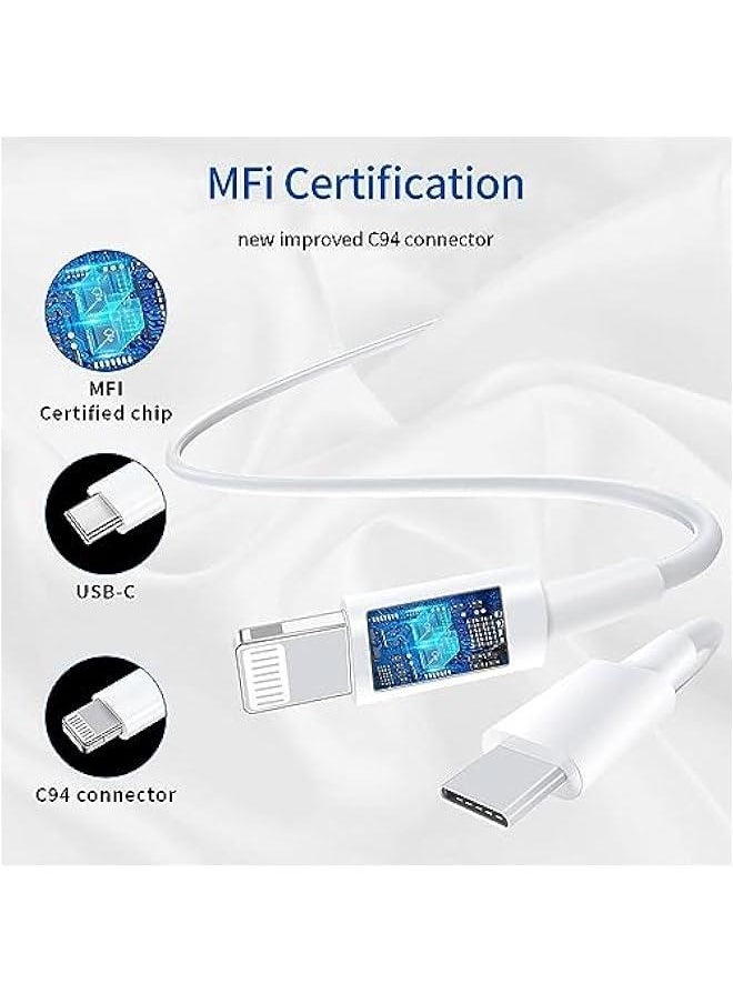 Generic - 【MFi Certified】USB C to Lightning Data Cable 3 Pack 6ft iPhone Fast Charger Data Cable Type C Charging Cable Compatible with iPhone 14 13 13 Pro Max 12 12 Pro Max 11 XS XR X 8 iPad, White - Image 1