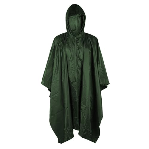 HACER Hooded Raincoat Hooded Universal Outdoor Water Resistant Portable Rainwear Suit for Men Women Boys & Girls (Dark Green) - Image 1