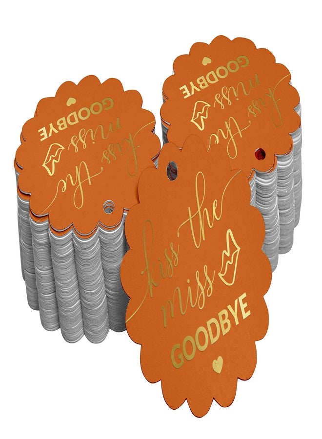 Inkdotpot Kiss The Miss Goodbye Bridal Shower Bottle Tag Gold Foil Favor Hang Tags Pack of 100 - Image 1
