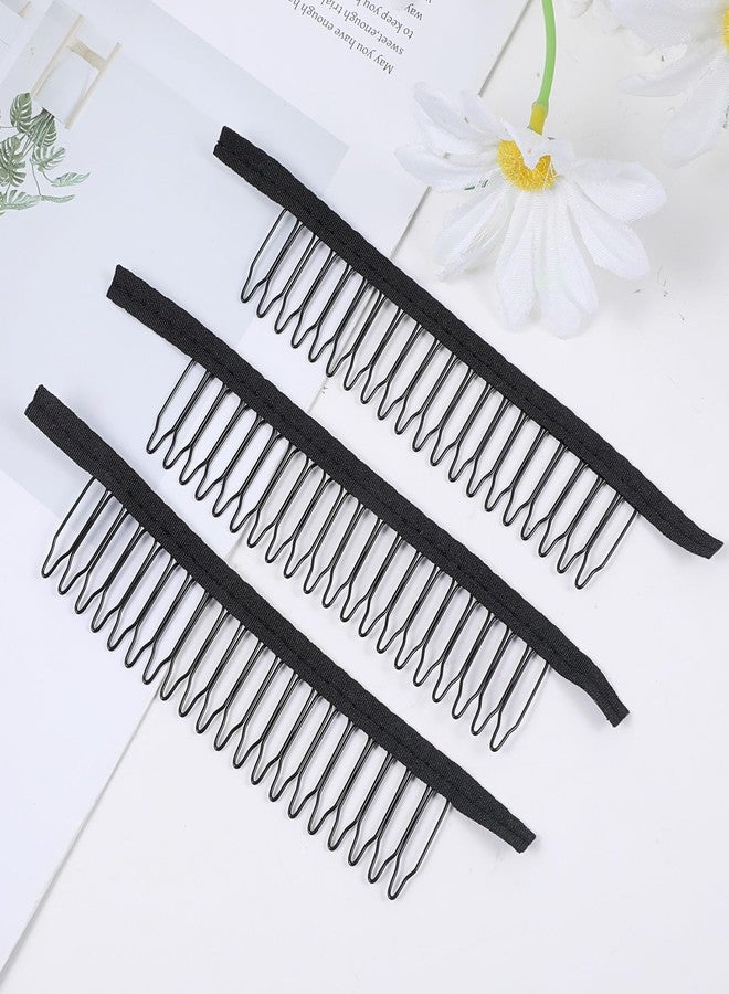 Xosjska 20 Teeth Wig Combs to Secure Wigs, 10 PCS Wig Clips, Metal Teeth & Cloth 20-Teeth, Wigs Comb Clips for Wigcaps Secure Attachment Hairpiece Making DIY Hair Extension, Black - Image 4