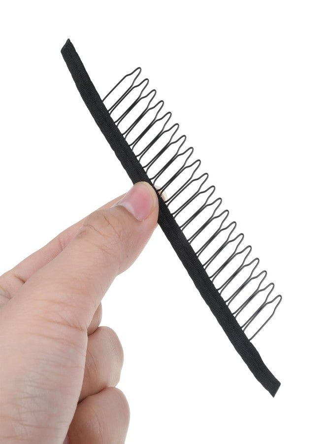 Xosjska 20 Teeth Wig Combs to Secure Wigs, 10 PCS Wig Clips, Metal Teeth & Cloth 20-Teeth, Wigs Comb Clips for Wigcaps Secure Attachment Hairpiece Making DIY Hair Extension, Black - Image 2