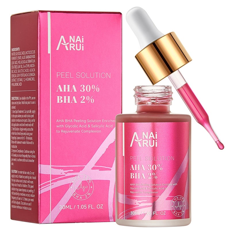 ANAI RUI AHA BHA Face Peel Peeling Solution - Glycolic Acid 30% + Salicylic Acid 2% Face Exfoliator 1 Fl.oz - Image 1