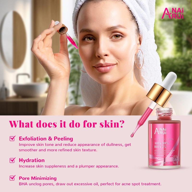 ANAI RUI AHA BHA Face Peel Peeling Solution - Glycolic Acid 30% + Salicylic Acid 2% Face Exfoliator 1 Fl.oz - Image 4
