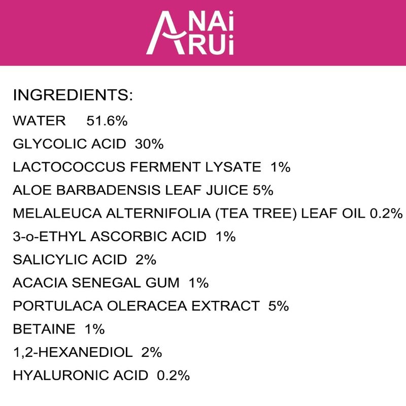 ANAI RUI AHA BHA Face Peel Peeling Solution - Glycolic Acid 30% + Salicylic Acid 2% Face Exfoliator 1 Fl.oz - Image 3