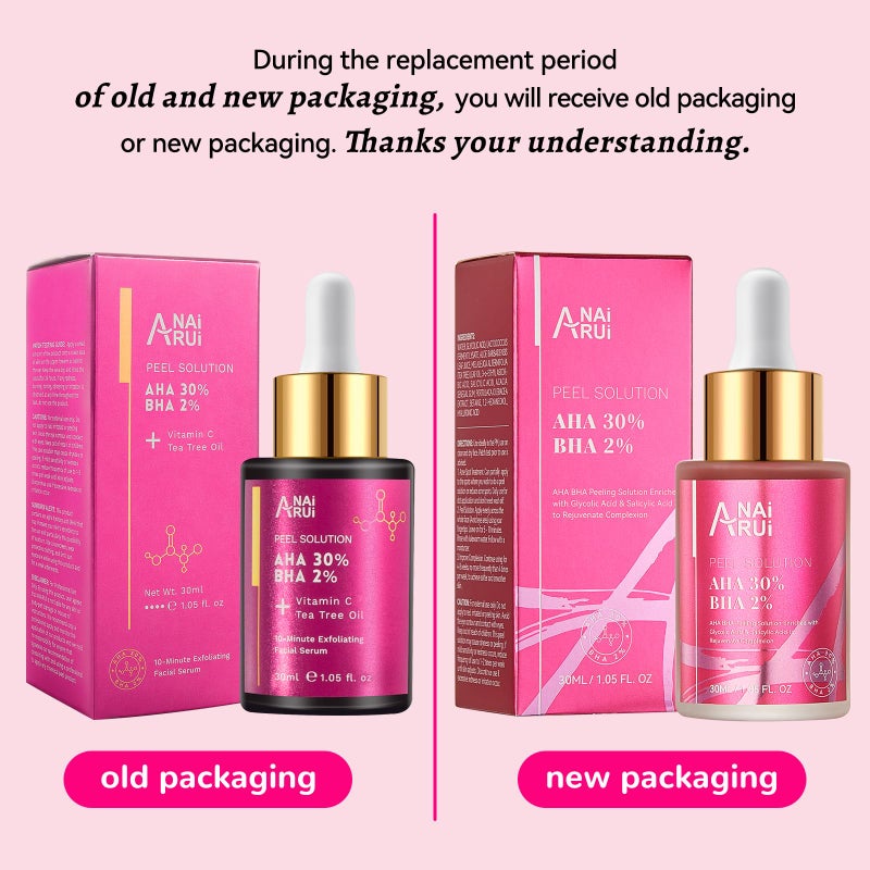 ANAI RUI AHA BHA Face Peel Peeling Solution - Glycolic Acid 30% + Salicylic Acid 2% Face Exfoliator 1 Fl.oz - Image 2