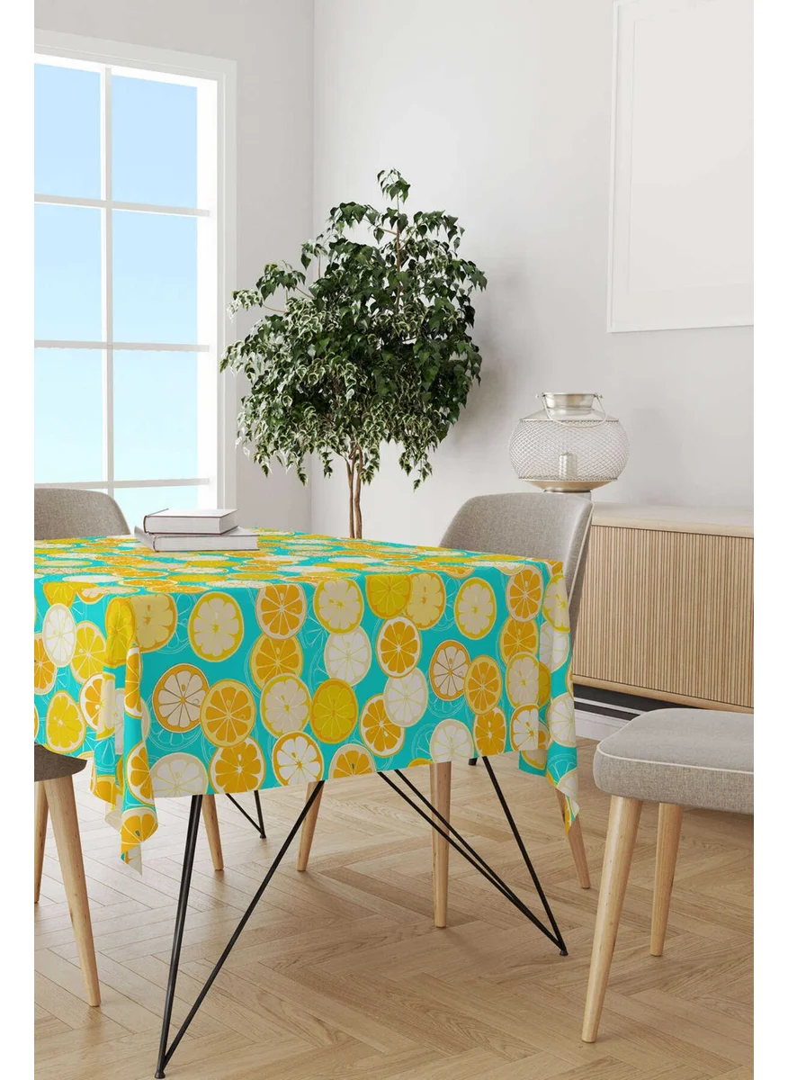 كانغو هوم Yellow Green Lemon Patterned Digital Printed Tablecloth OYTYK919-MS