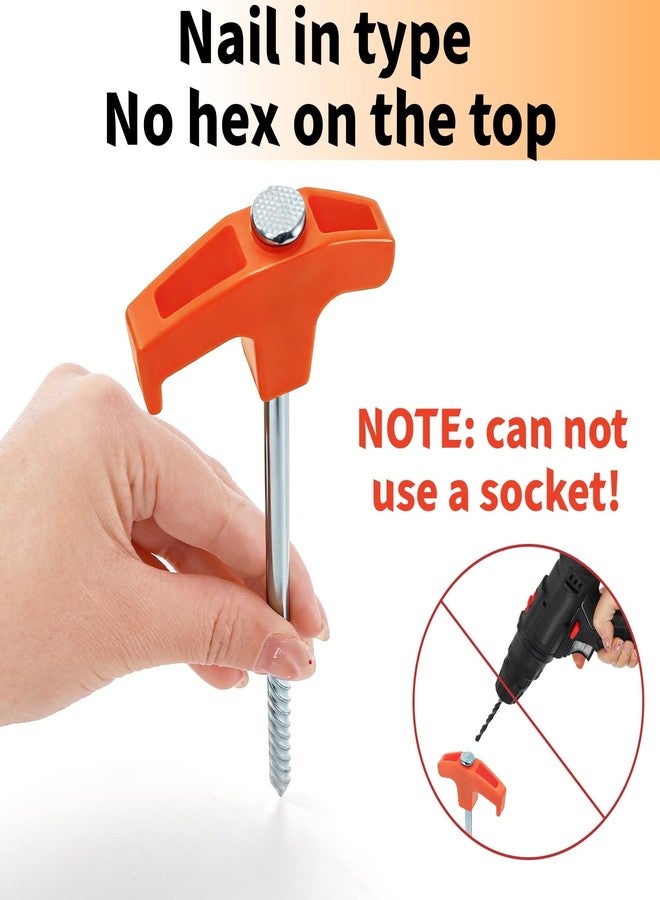 Goaste 24 Pack 8 Inch Heavy Duty Tent Stakes, Galvanized Non-Rust Steel Tent Stake, Metal Tent Pegs with Nail Puller, Orange Ground Anchors for Canopies, Camping Patio, Garden, Grassland, Outdoor - Image 4