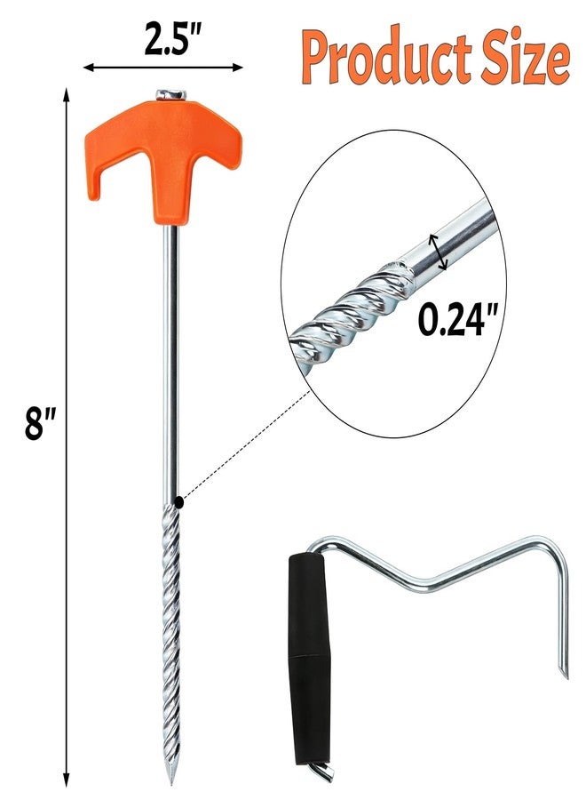 Goaste 24 Pack 8 Inch Heavy Duty Tent Stakes, Galvanized Non-Rust Steel Tent Stake, Metal Tent Pegs with Nail Puller, Orange Ground Anchors for Canopies, Camping Patio, Garden, Grassland, Outdoor - Image 2