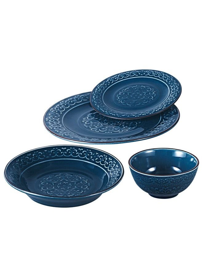 16-Piece Porcelain Dinnerware Set Dark Blue 