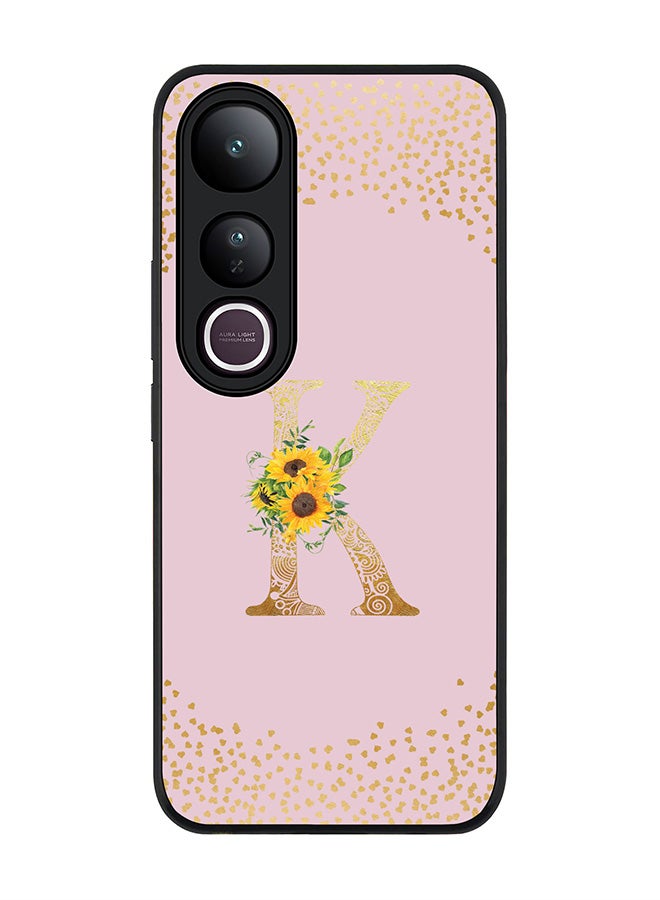 Stylizedd For vivo V50 Lite Case,Slim fit Camera Protection, Shockproof Thin Phone cover  - Custom Floral Monogram - K  (Pink )