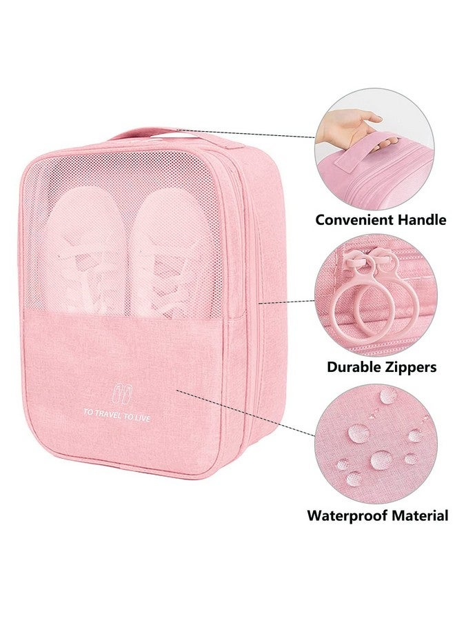 CINLITEK Shoe Bag,Travel Shoe Bag Waterproof Portable Organizer Storage Shoe Pouch Holds 3 Pair of Shoes, PINK, No - Image 2