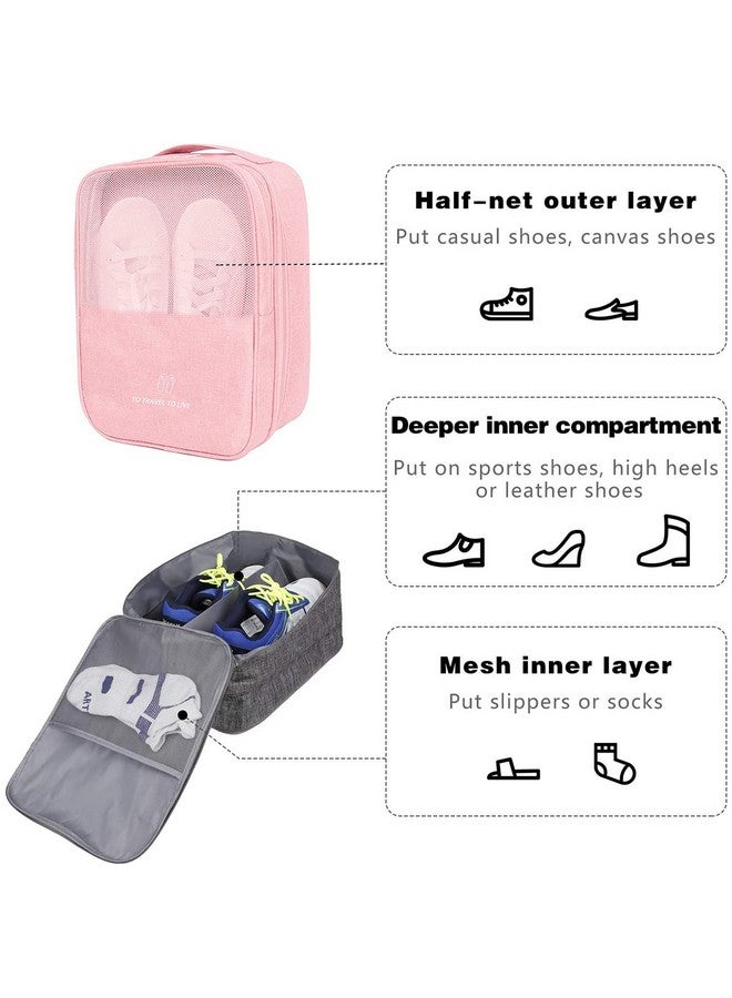 CINLITEK Shoe Bag,Travel Shoe Bag Waterproof Portable Organizer Storage Shoe Pouch Holds 3 Pair of Shoes, PINK, No - Image 5