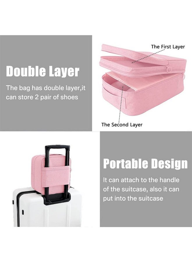 CINLITEK Shoe Bag,Travel Shoe Bag Waterproof Portable Organizer Storage Shoe Pouch Holds 3 Pair of Shoes, PINK, No - Image 4