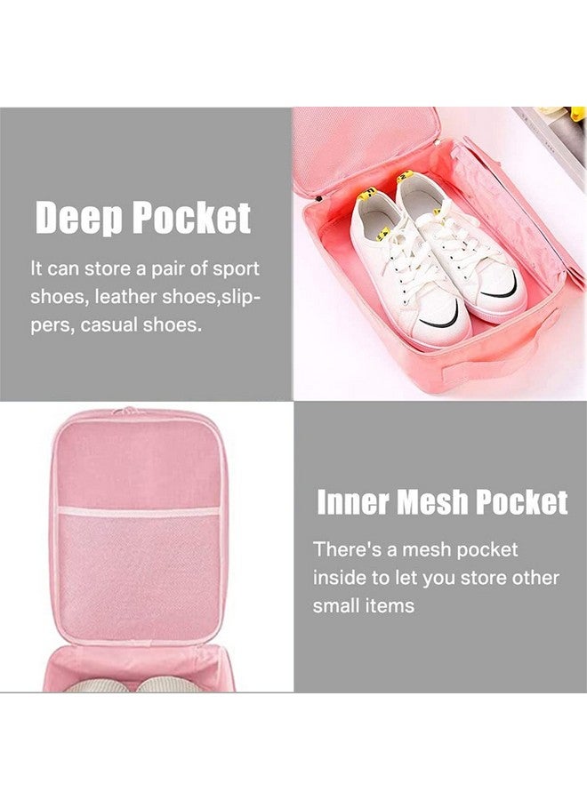 CINLITEK Shoe Bag,Travel Shoe Bag Waterproof Portable Organizer Storage Shoe Pouch Holds 3 Pair of Shoes, PINK, No - Image 3