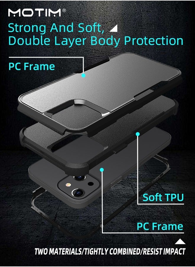 2 in 1 Phone Case for iPhone 14/14 Pro/14 Plus Drop Protection Heavy Duty Case, Hard Back TPU Bumper with Screen Lens Shockproof Anti-Scratch Cover
