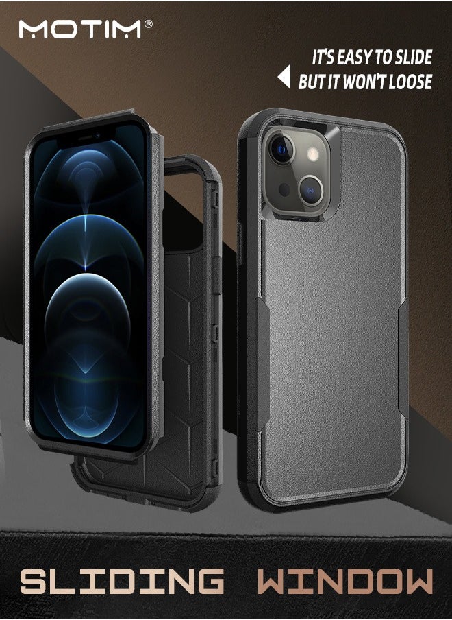 2 in 1 Phone Case for iPhone 14/14 Pro/14 Plus Drop Protection Heavy Duty Case, Hard Back TPU Bumper with Screen Lens Shockproof Anti-Scratch Cover