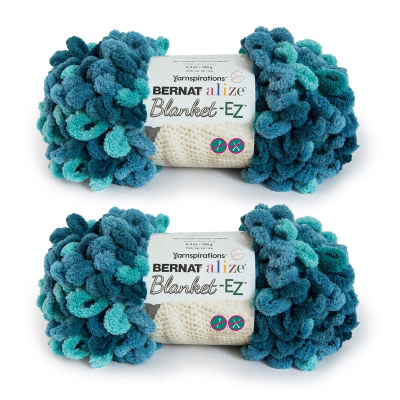 Bernat Alize Blanket-EZ Super Soft Looped Yarn for Beginners, Hand Knitting- No Needles or Hooks Needed, Seaport Teals, 2 Pack - Image 5
