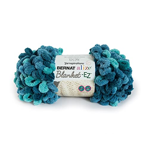 Bernat Alize Blanket-EZ Super Soft Looped Yarn for Beginners, Hand Knitting- No Needles or Hooks Needed, Seaport Teals, 2 Pack - Image 2